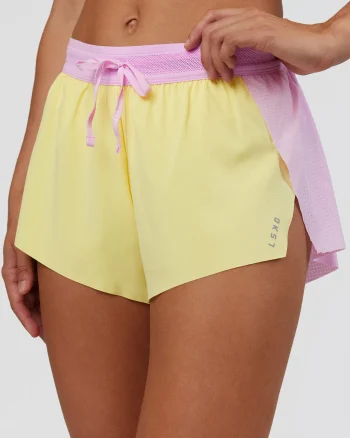 Discount LSKD Accelerate 3" Mid-Rise Running Short Marshmallow Lemon