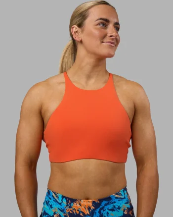 Clearance LSKD AMRAP High Neck Sports Bra Ultra Orange