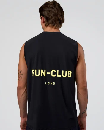 Outlet LSKD Cadence RUN CLUB Muscle Tank Black Yellow Fizz