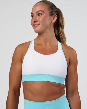 New LSKD Distinction Sports Bra 2.0 White Baltic Sea
