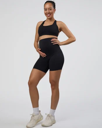 Fashion LSKD Elixir Ultra High-Rise Maternity 6" Short Pockets Black