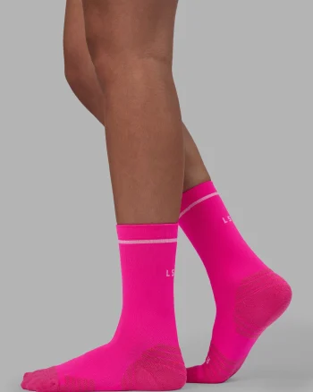 Sale LSKD Fast Performance Crew Socks Neon Pink White