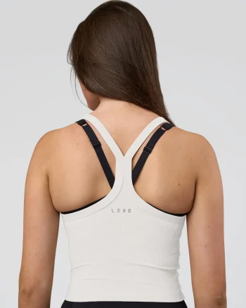 Clearance LSKD Flame Ribbed Tank White