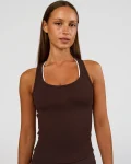 Sale LSKD Flow Rib Scoop Neck Tank Hot Chocolate