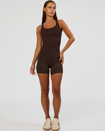 Sale LSKD Flow Rib Scoop Neck Tank Hot Chocolate