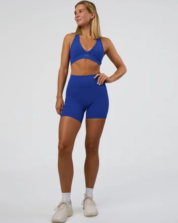 Clearance LSKD Fusion Ultra High-Rise 6" Short Pockets Electric Indigo