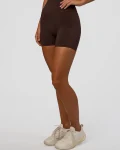 New LSKD Fusion V-Contour Ultra High-Rise 4” Short Pockets Hot Chocolate