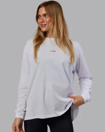 Online LSKD Go-To Long Sleeve FLXCotton Oversized Tee White Black