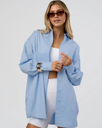 Hot LSKD Go-To Oversized Shirt Poplin Blue