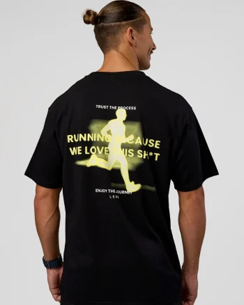 Discount LSKD High Run FLXCotton Oversized Tee Black Yellow Fizz