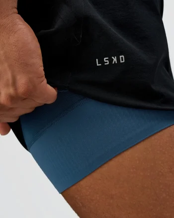 Online LSKD Hybrid Lined 5" Short Black Indigo