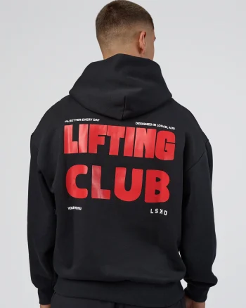 Discount LSKD Lifting Unisex Oversized Hoodie Black Flame