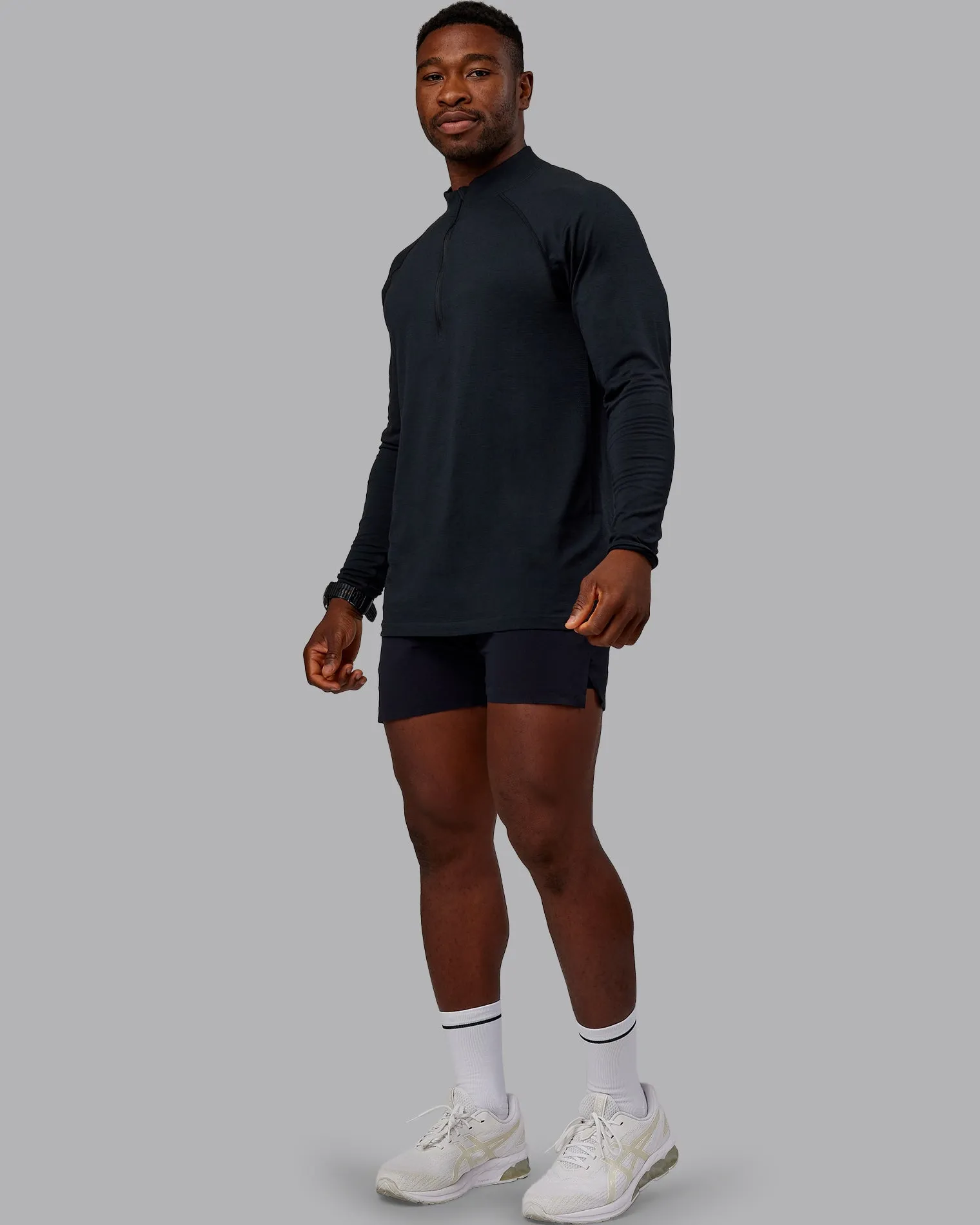 mens-aeroflx-seamless-half-zip-ttSymjSl-2.webp Sale LSKD Mens AeroFLX+ Seamless Half Zip Long Sleeve Tee Black Marl