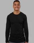 Clearance LSKD Mens AeroFLX+ Seamless Long Sleeve Tee Black Marl