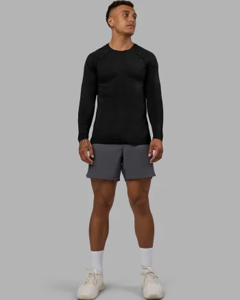 Clearance LSKD Mens AeroFLX+ Seamless Long Sleeve Tee Black Marl