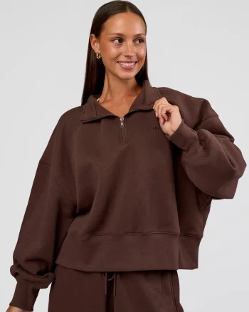Fashion LSKD MVP 1/2 Zip Oversized Sweater Hot Chocolate