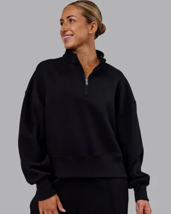 Discount LSKD MVP 1/2 Zip Oversized Sweater Black