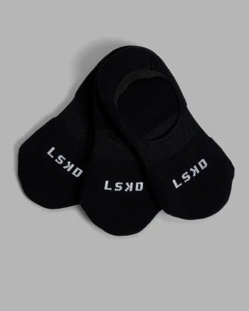 Clearance LSKD Performance No Show 3 Pack Socks Black