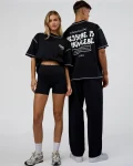 Fashion LSKD Pressure Is Privilege Oversized Tee Black White