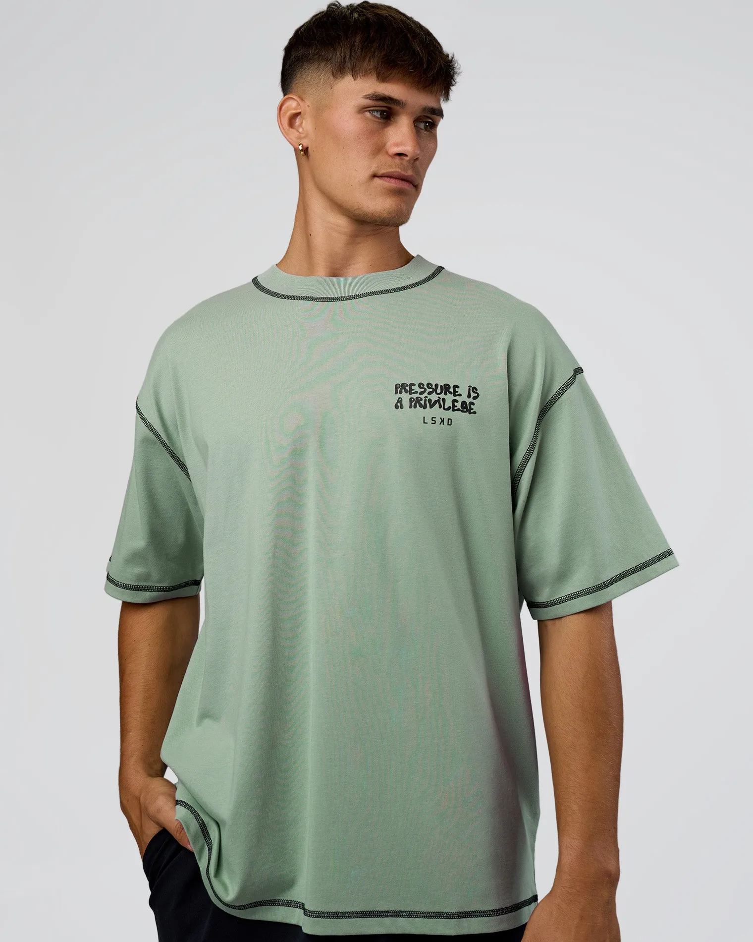 pressure-is-privilege-oversize-FsHPqael-2.webp Outlet LSKD Pressure Is Privilege Oversized Tee Iceberg Green Black