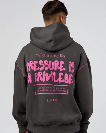 Outlet LSKD Pressure Is Privilege Oversized Hoodie Dark Storm Ultra Fuchsia