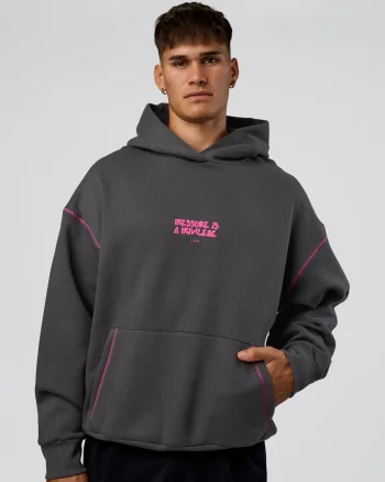 Outlet LSKD Pressure Is Privilege Oversized Hoodie Dark Storm Ultra Fuchsia