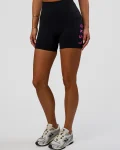 Online LSKD Rep Ultra High-Rise 4" Mini Bike Short Pockets Black Ultra Fuchsia