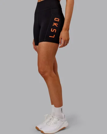 Hot LSKD Rep Ultra High-Rise 6" Short Pockets Black Ultra Orange