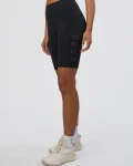 New LSKD Rep Ultra High-Rise 9" Long Bike Short Pockets Black Black