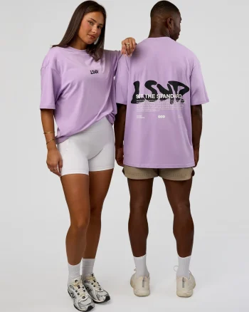 Hot LSKD Standard Issue FLXCotton Oversized Tee Pale Lilac Black