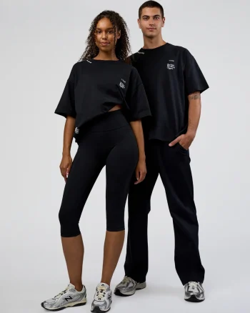 Outlet LSKD Sticker Heavyweight Oversized Tee Black White