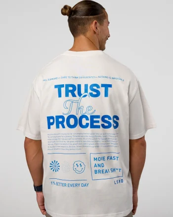 Outlet LSKD Trust The Process Heavyweight Unisex Oversized Tee Off White Electric Indigo