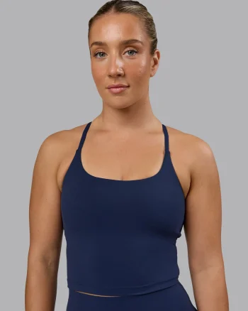 New LSKD Twist Shelf Bra Tank Future Navy