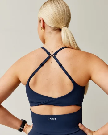 New LSKD Twist Shelf Bra Tank Future Navy