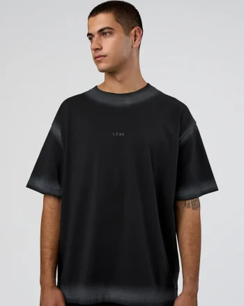 Online LSKD Urban Blur Heavyweight Unisex Oversized Tee Black Dark Storm