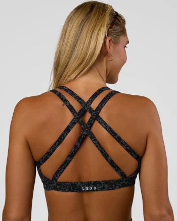 Clearance LSKD Velocity Sports Bra Energy Print Black